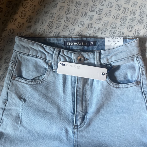 Tractor blu  ultra high rise crop flare - Picture 2 of 3